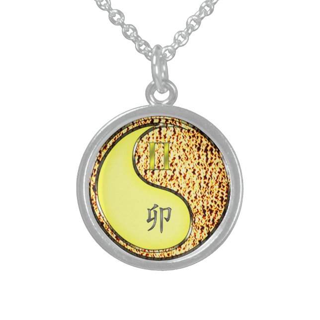 Gemini & Fire Rabbit Sterling Silver Necklace (Front)