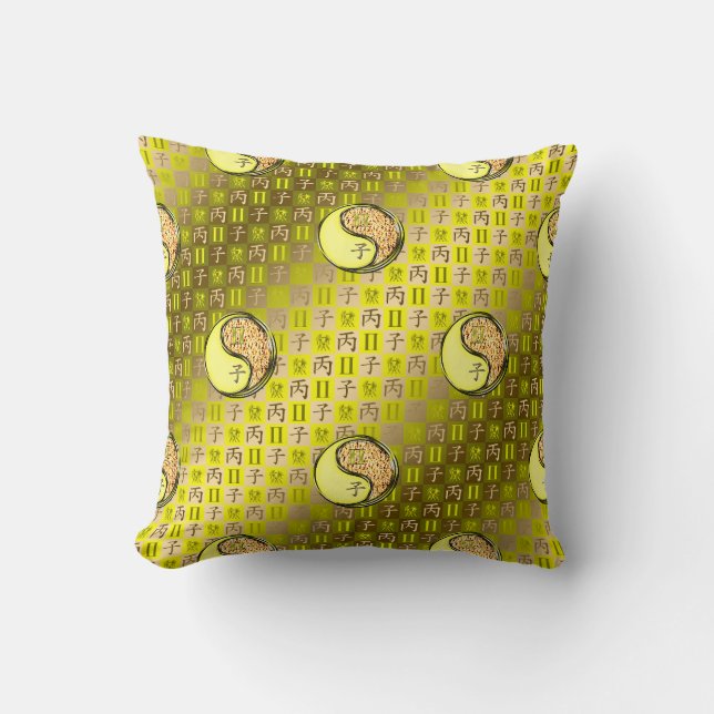 Gemini & Fire Rat Throw Pillow (Front)