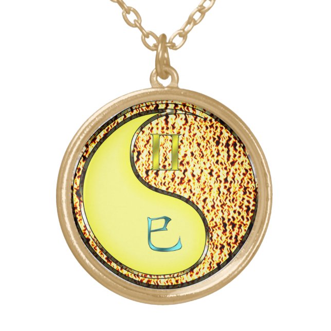 Gemini & Fire Snake Gold Plated Necklace (Front)