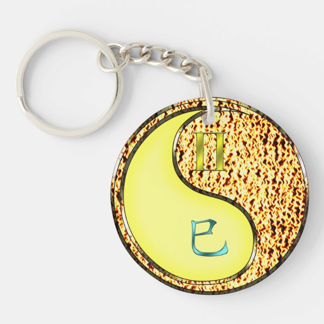Gemini & Fire Snake Keychain (Front)