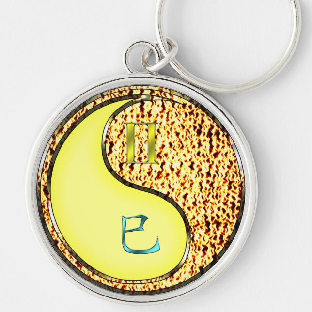 Gemini & Fire Snake Keychain (Front)