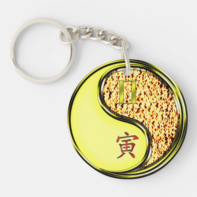 Gemini & Fire Tiger Keychain (Front)