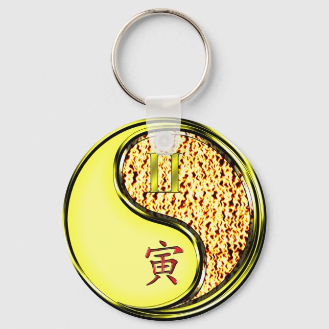 Gemini & Fire Tiger Keychain (Front)
