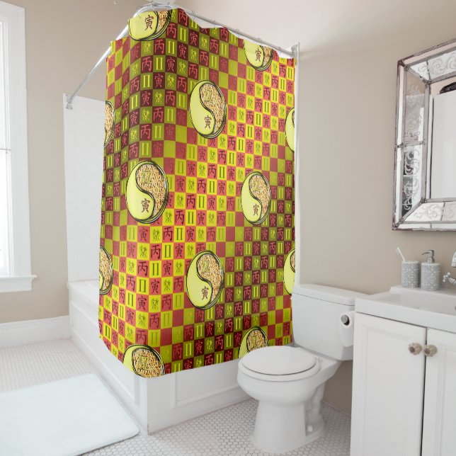 Gemini & Fire Tiger Shower Curtain (In Situ)