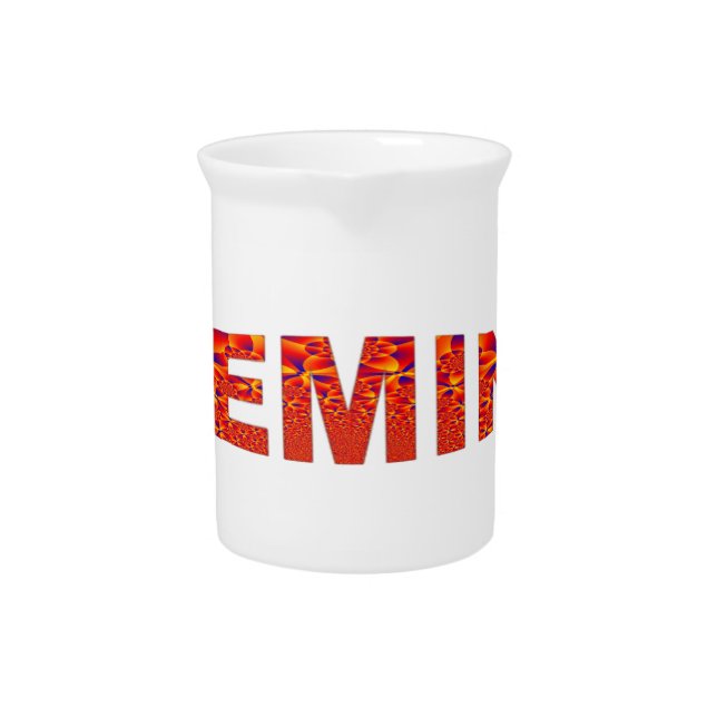 Gemini - Firey Orange Yellow Blue Beverage Pitcher (Front)