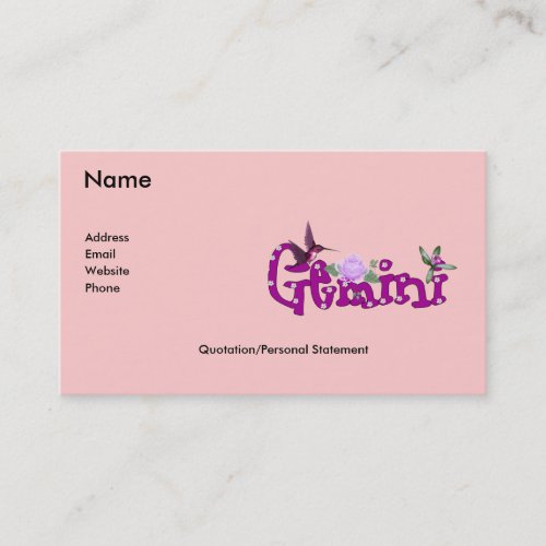 Gemini Flowers Business Card