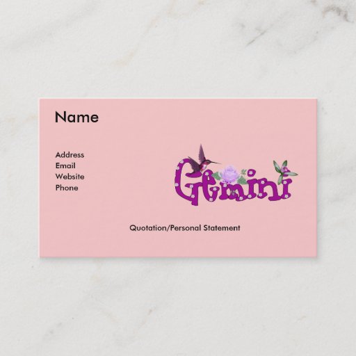 Customizable Gemini Flowers Business Card