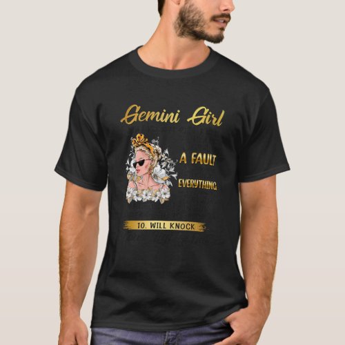 Gemini Girl Birthday Queen Zodiac Sign Horoscope W T_Shirt
