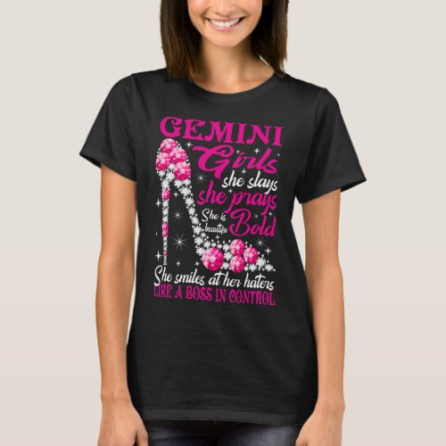 Gemini Girl Like a Boss in Control diamond shoes T_Shirt