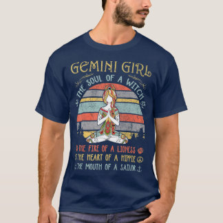 Gemini Girl The Soul Of A Witch Vintage Birthday T-Shirt