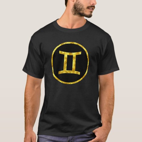 Gemini Gold Black Circle Symbol Shirt