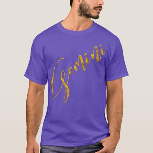 Gemini Gold Faux Foil Metallic Astrology Sign T_Shirt