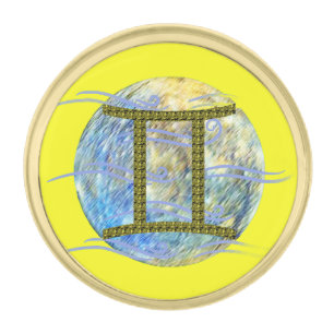Gemini Gold Finish Lapel Pin