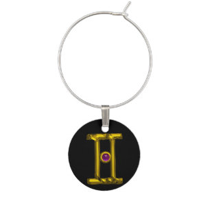 GEMINI GOLD ZODIAC BIRTHDAY JEWEL, Black Wine Charm