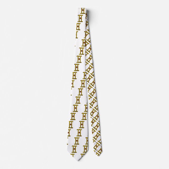 GEMINI GOLD ZODIAC BIRTHDAY JEWEL NECK TIE (Front)