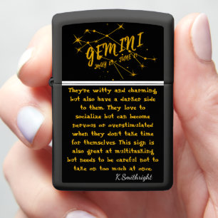 Gemini Golden Witty Zodiac Gift Zippo Lighter