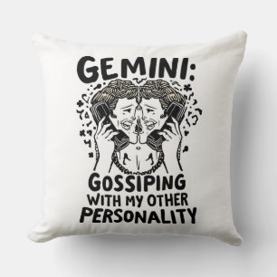 Gemini Gossiping With My Other Personality Funny Throw Pillow