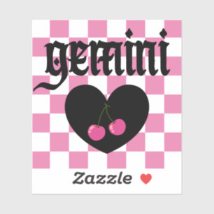 Gemini Gothic Aesthetic Checkered Cherry Art Sticker