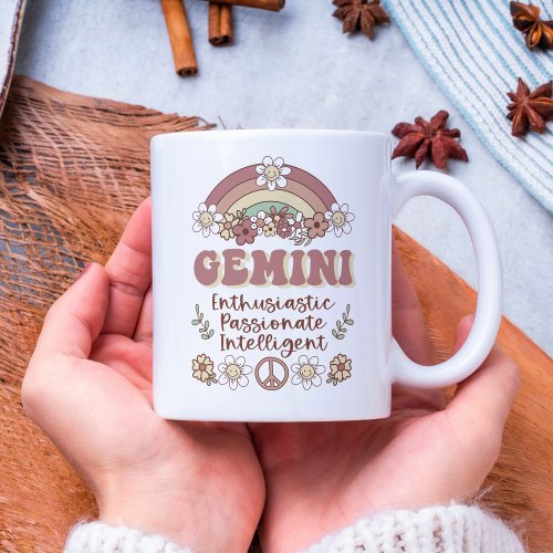 Gemini Groovy Retro Floral Rainbow Coffee Mug