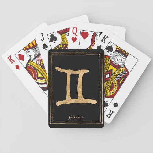 Gemini hammered gold stylized astrology symbol  poker cards