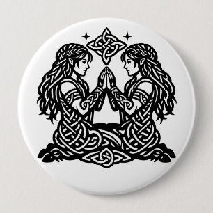 Gemini — Haunted Ink Zodiac Twins Button