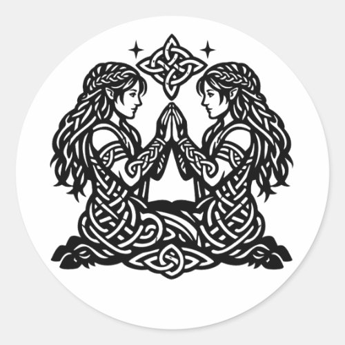 Gemini — Haunted Ink Zodiac Twins Classic Round Sticker