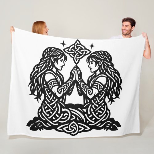 Gemini — Haunted Ink Zodiac Twins Fleece Blanket