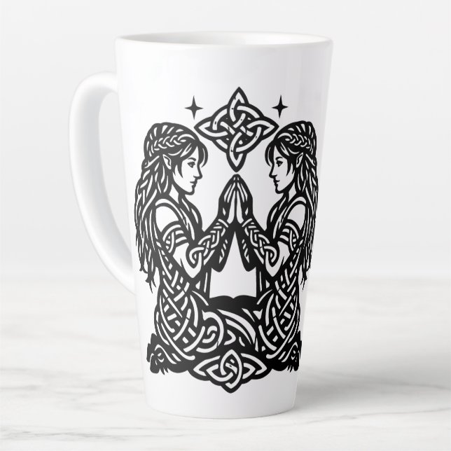 Gemini — Haunted Ink Zodiac Twins Latte Mug (Left Angle)