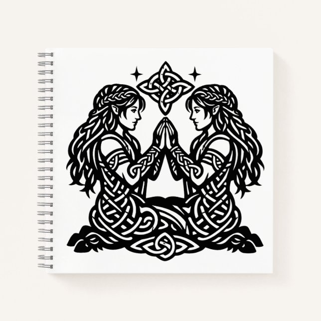 Gemini — Haunted Ink Zodiac Twins Notebook (Front)