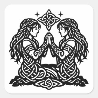 Gemini — Haunted Ink Zodiac Twins Square Sticker