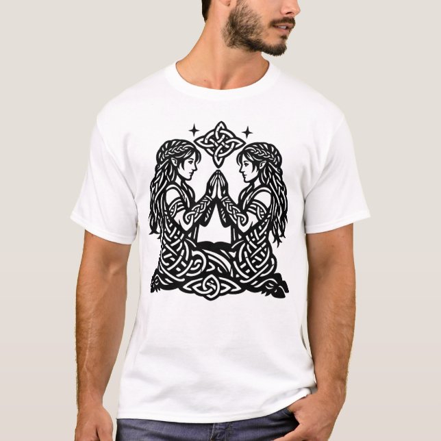 Gemini — Haunted Ink Zodiac Twins T-Shirt (Front)