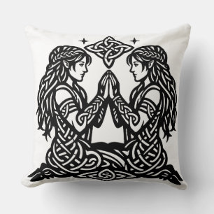Gemini — Haunted Ink Zodiac Twins Throw Pillow