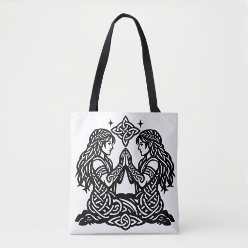 Gemini — Haunted Ink Zodiac Twins Tote Bag