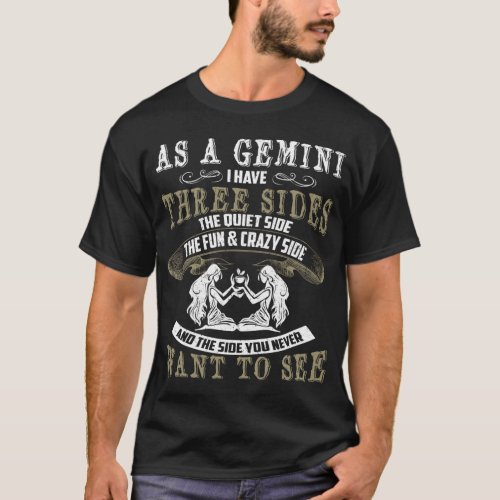 Gemini Have 3 Sides Gemini Zodiac Sign T_Shirt