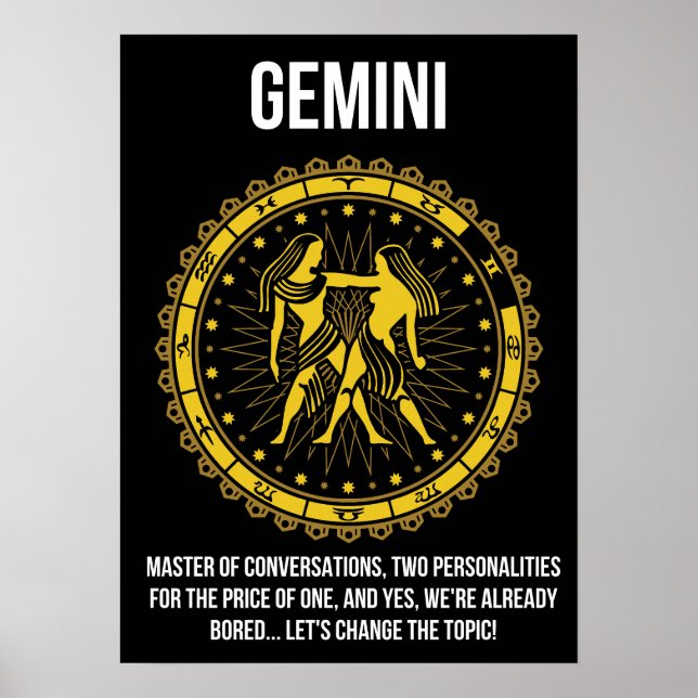 Gemini - Horoscope, Funny Zodiac Sign Humor (Front)
