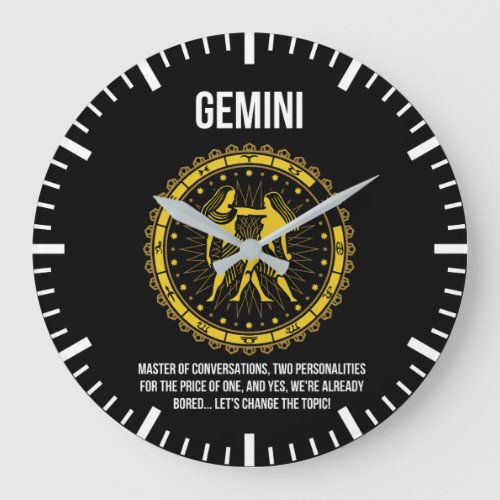 Gemini _ Horoscope Funny Zodiac Sign Humor Large Clock