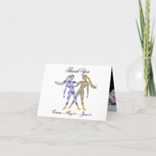 Gemini Impressionist Painting Style & Gold Thank Y Letterpress Thank You Card