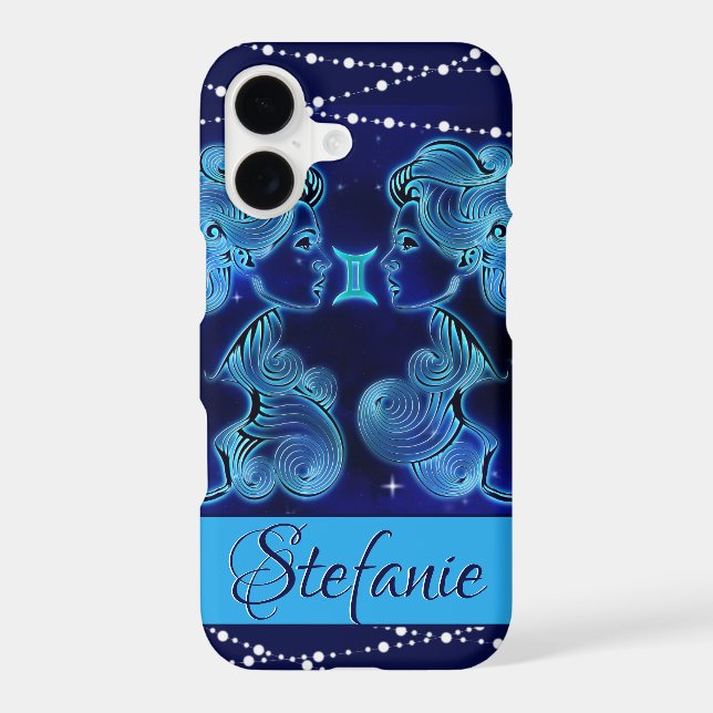 Gemini in Dark Blue Iphone Case (Back)