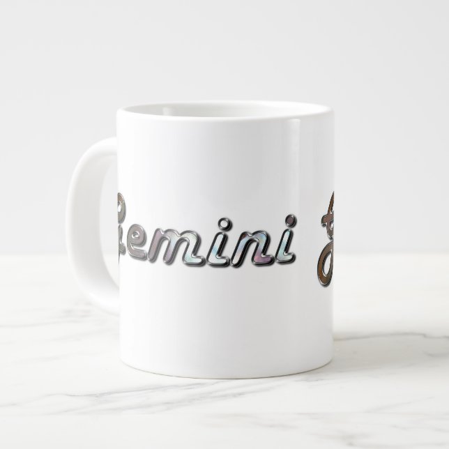 Gemini in Pearl Gemstone Giant Coffee Mug (Front Left)
