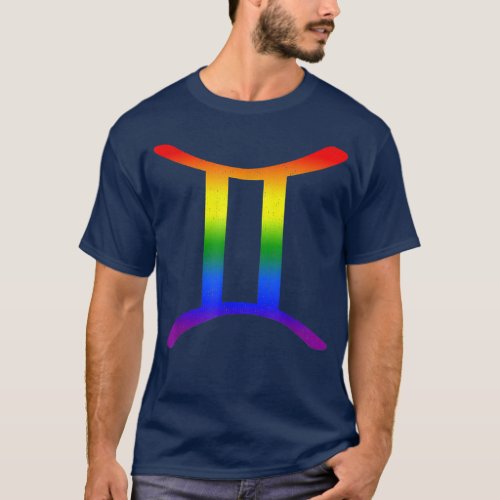 Gemini Lgbt Zodiac Sign Lgbt Rainbow Pride Gay Gif T_Shirt