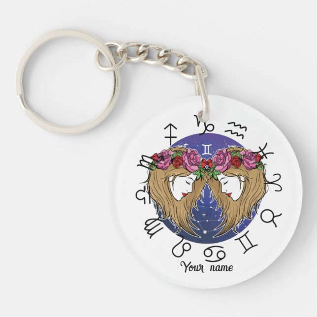 Gemini & Libra Acrylic Keychain (Front)