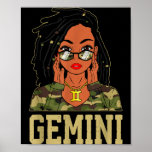 Gemini Loc&#39;d Hair Sy Black Woman Camo Melanin Girl Poster