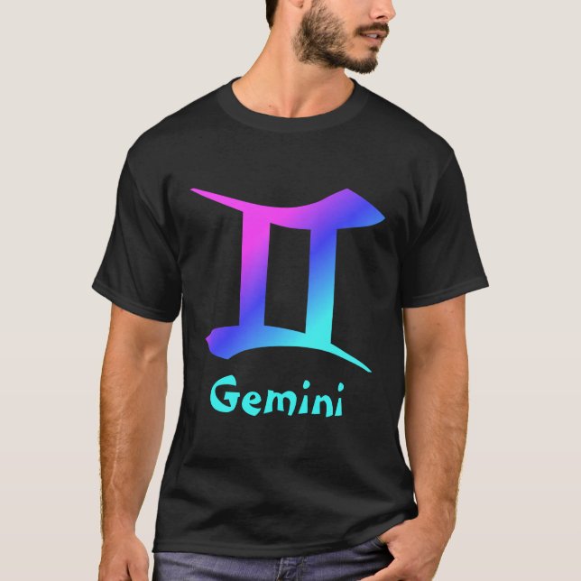 Gemini Magneta Blue Aqua Horoscope Sign T-Shirt (Front)