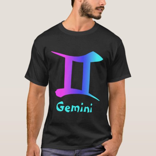 Gemini Magneta Blue Aqua Zodiac Sign T_Shirt