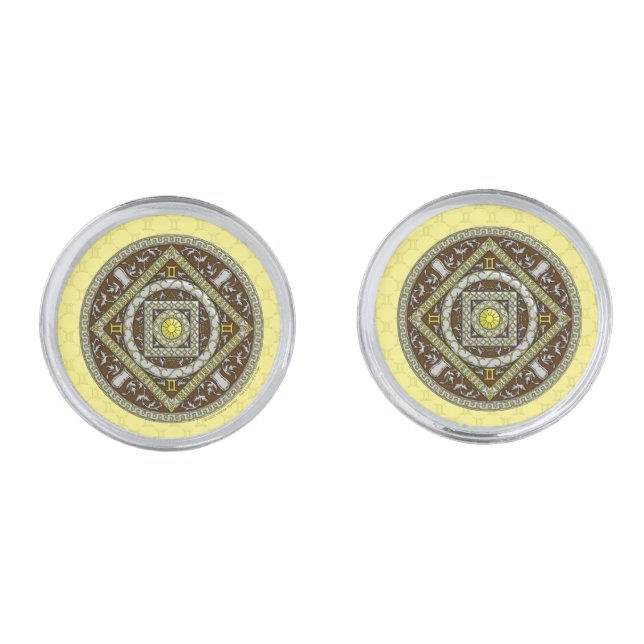Gemini Mandala Cuff Links (Front)