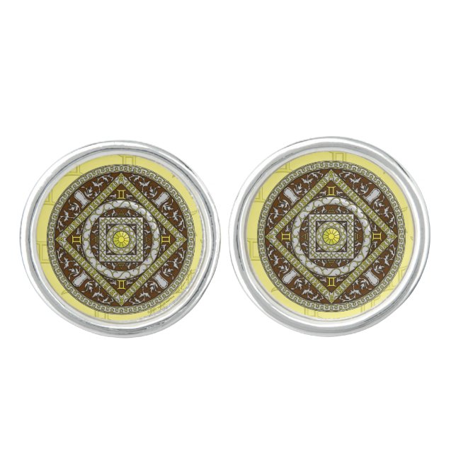 Gemini Mandala Cufflinks (Front)