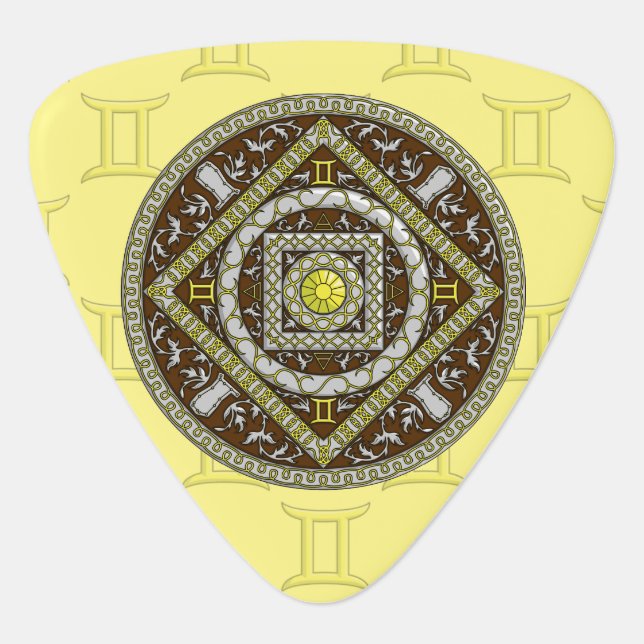 Gemini Mandala Guitar Pick (Front)