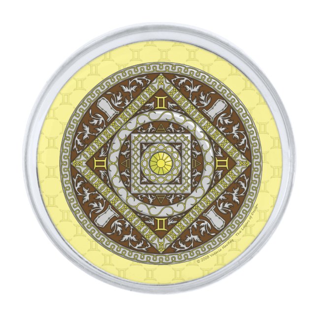 Gemini Mandala Lapel Pin (Front)