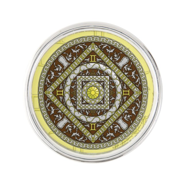 Gemini Mandala Lapel Pin (Front)