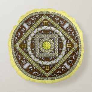 Gemini Mandala Round Pillow